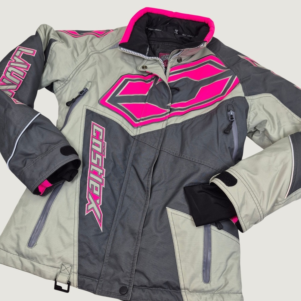 Castle X Launch Snowmobile Jacket Womens Small Grey Pink Insulated Winter Coat